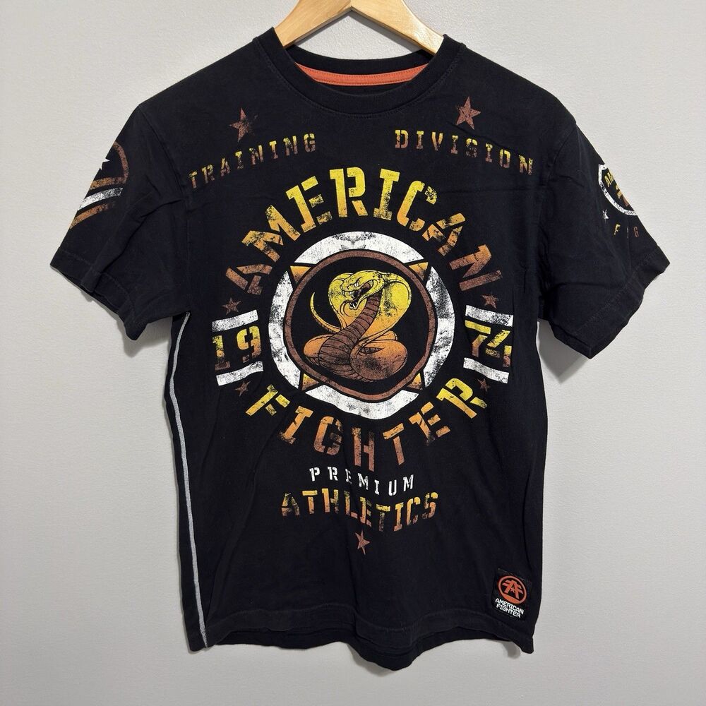 American Fighter Men Shirt M Black Logo Training Division Graphic Short Sleeve